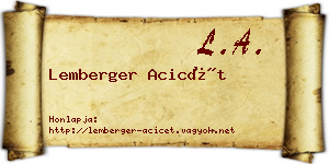 Lemberger Acicét névjegykártya